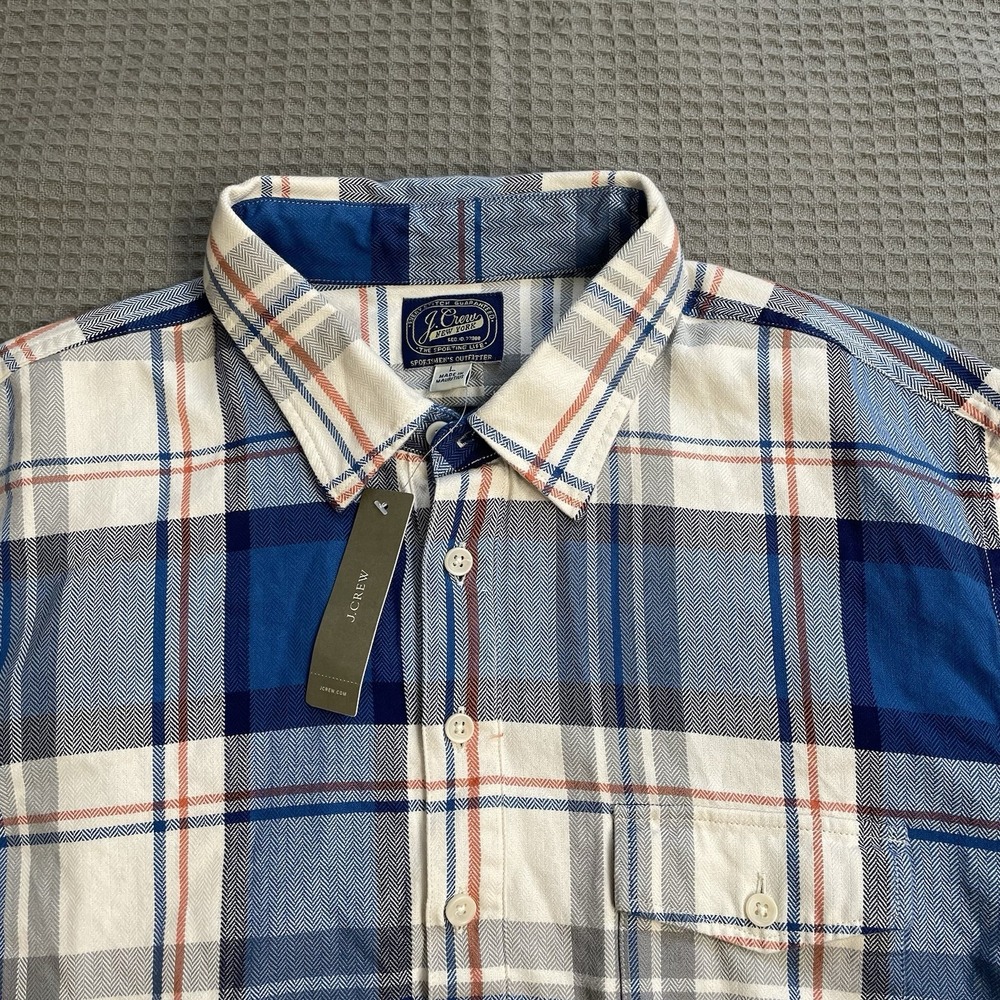 New J.Crew Popover Polo Shirt Large Men's Sportsmen's Outfitter Plaid